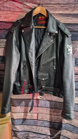 Genuine Leather Motorcycle Jacket Size Men L-XL 50