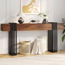 71 Inch Long Console Table, Extra Thick Industrial Sofa Table Behind The Couch Rectangular Entryway Table for Entrance Hallway Living Room, Entire top