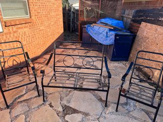3-Piece Black Metal Patio Furniture Set