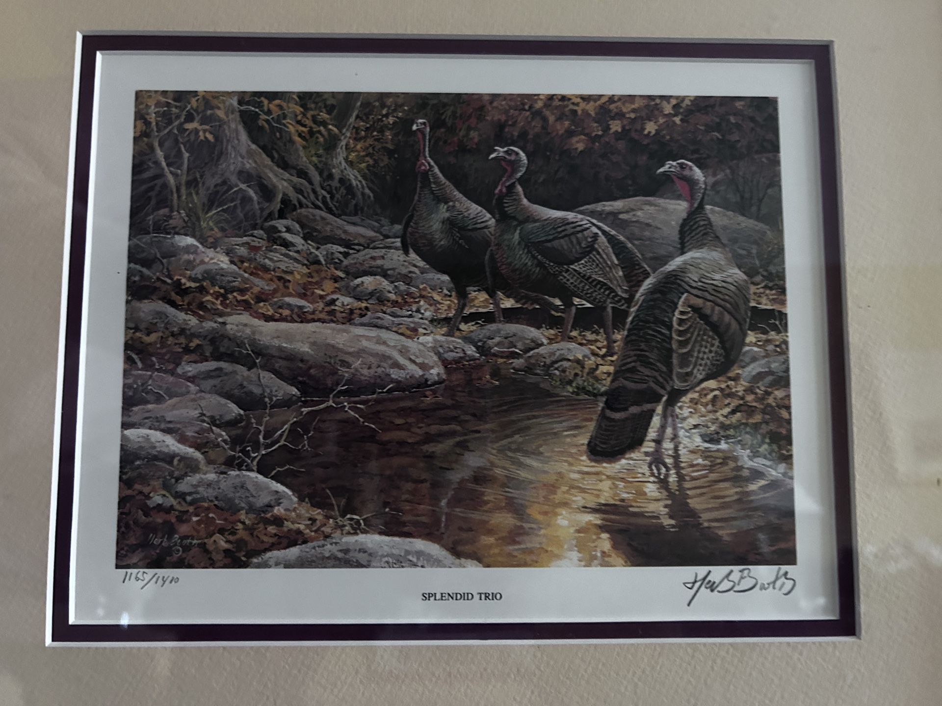 Herb Booth "1991 National Wild Turkey Federation NWTF Stamp Print With Stamp