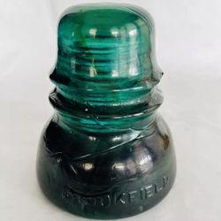 Vintage Dark Aqua Brookfield Glass Insulator Paper Weight Or Display