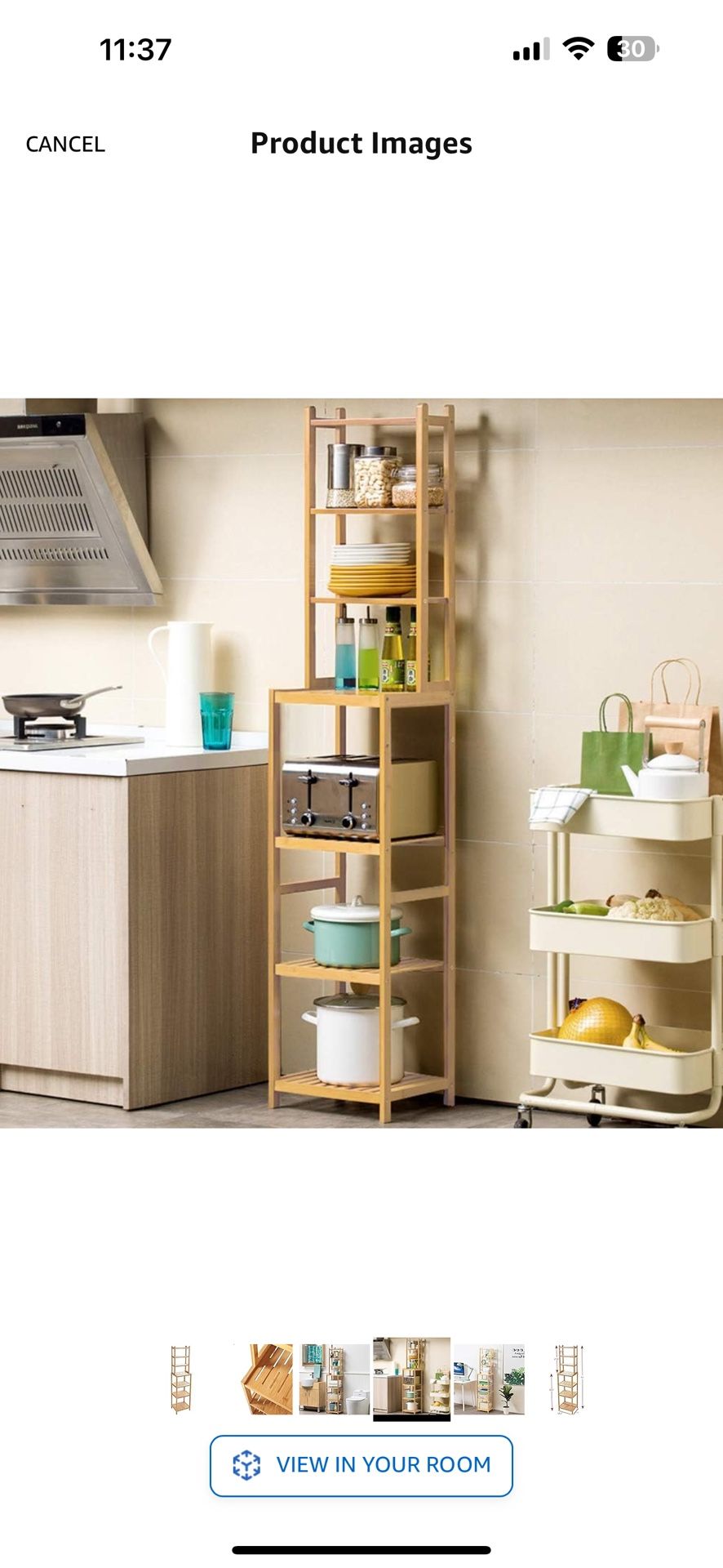 new in box:  Bamboo Storage rack-7 tier $30