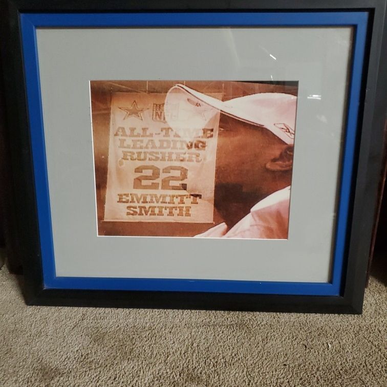 Emmit Smith framed all time Rusher photo