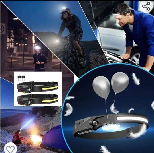 2pack recheargeable head lights LED W sensor