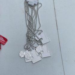 Brand New Silver #1 Beaded 36” Necklaces