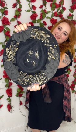 Black Floral Spiderweb Hat