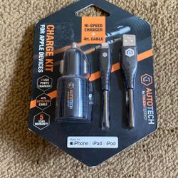 Auto Tech Hi-Speed Charger + 4 ft Cable Charger Kit for Apple Devices 