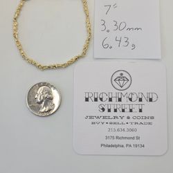 14k Gold 7" Nugget Bracelet