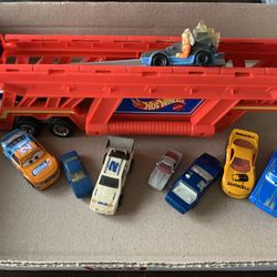 Mix Of Toy Cars With Hot Wheels Transporter