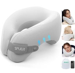 2 in 1 Ergonomic Memory Foam Travel Neck Pillow, Travel Pillow for All Sleep Positions on Flights, Road Trips, and Long Distance Travel with Drawstrin