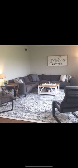 9x12 Area Rug! Grey, Blue, And white