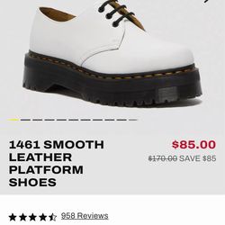Dr. Martens 1461 Smooth Leather Platform Shoes in white