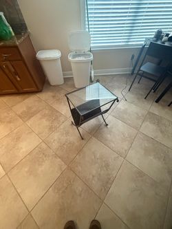 Glass Top Metal End Table with Magazine Rack