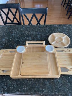 Bamboo Charcuterie Board Set with Cheese Knives
