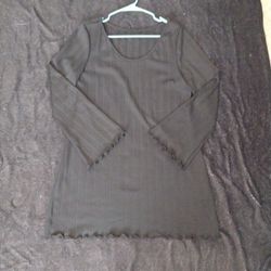 Black Low-Cut Long Sleeve Knit Dress