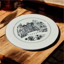 Vintage Mikasa Ultima+ Parisian Scene Chop Plate Round Platter 12” 