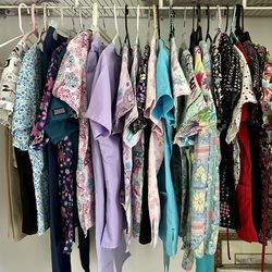 FOR  SALE-  NEW  NURSING TOPS  ALL  COLORS /  2  PANTS   BLUE  / PURPLE