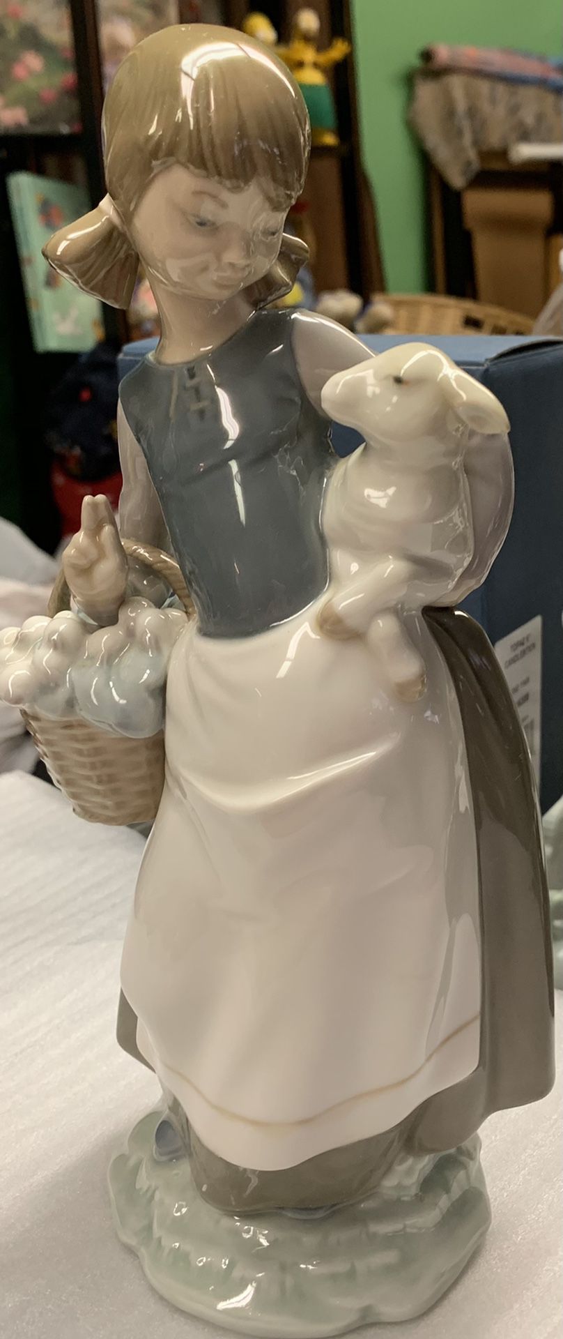 Lladro Girl figurine with Lamb and Basket