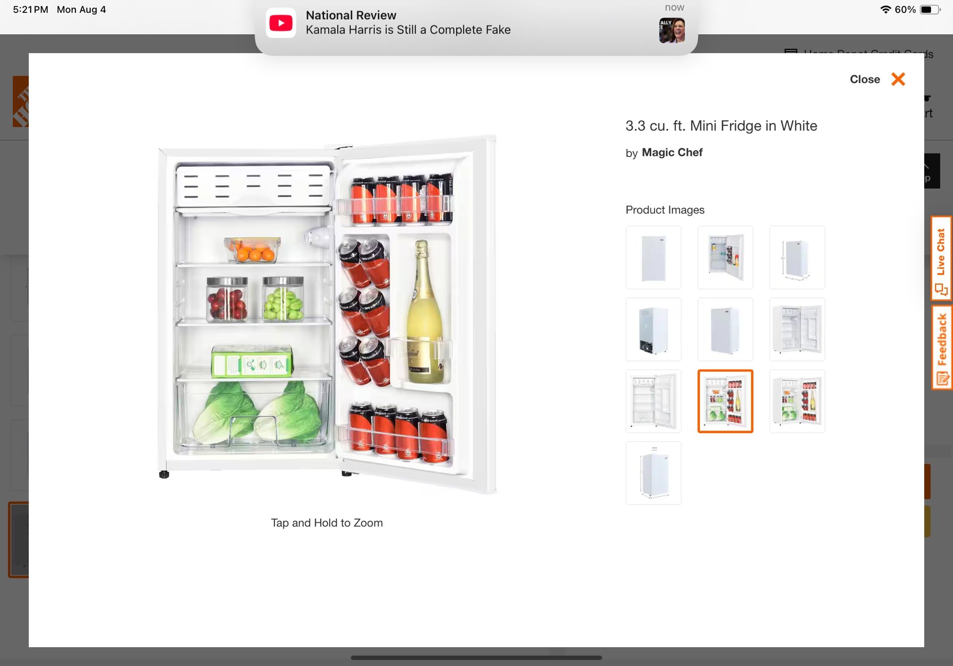 Magic Chef 3.3 Cubic Feet Mini Refrigerator White