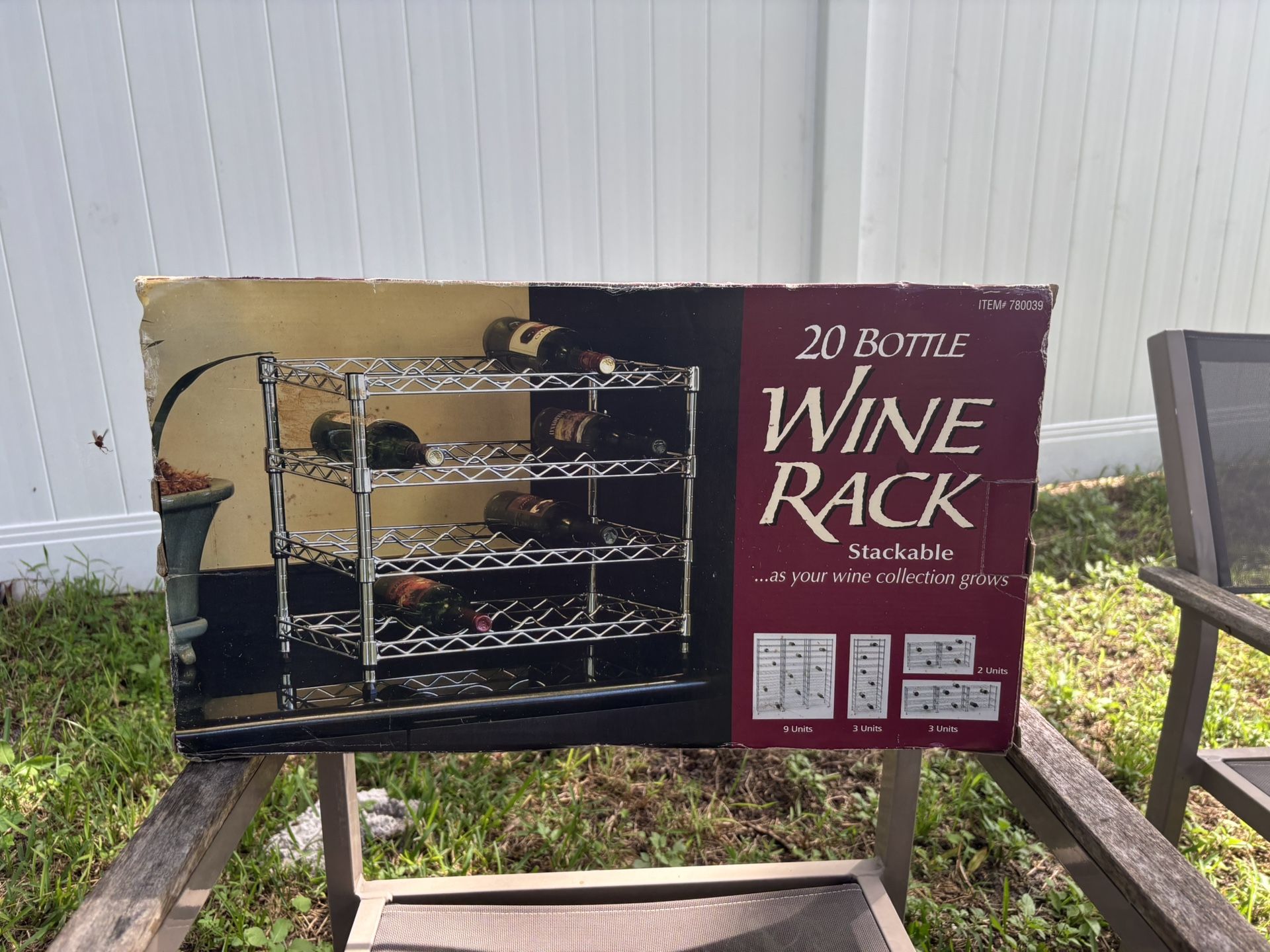 Seville Classics 20-Bottle Chrome Wine Rack – New in Box, Stackable