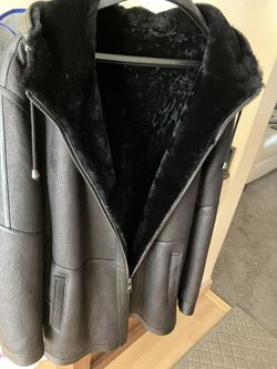New Xl Black Shearling 3/4 Jacket By Mods Furs