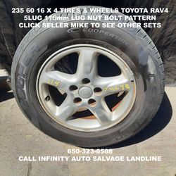 235 60 16 X 4 Tires & Wheels Off Toyota Rav4 With 5lug 115mm Lug Nut Bolt Pattern.