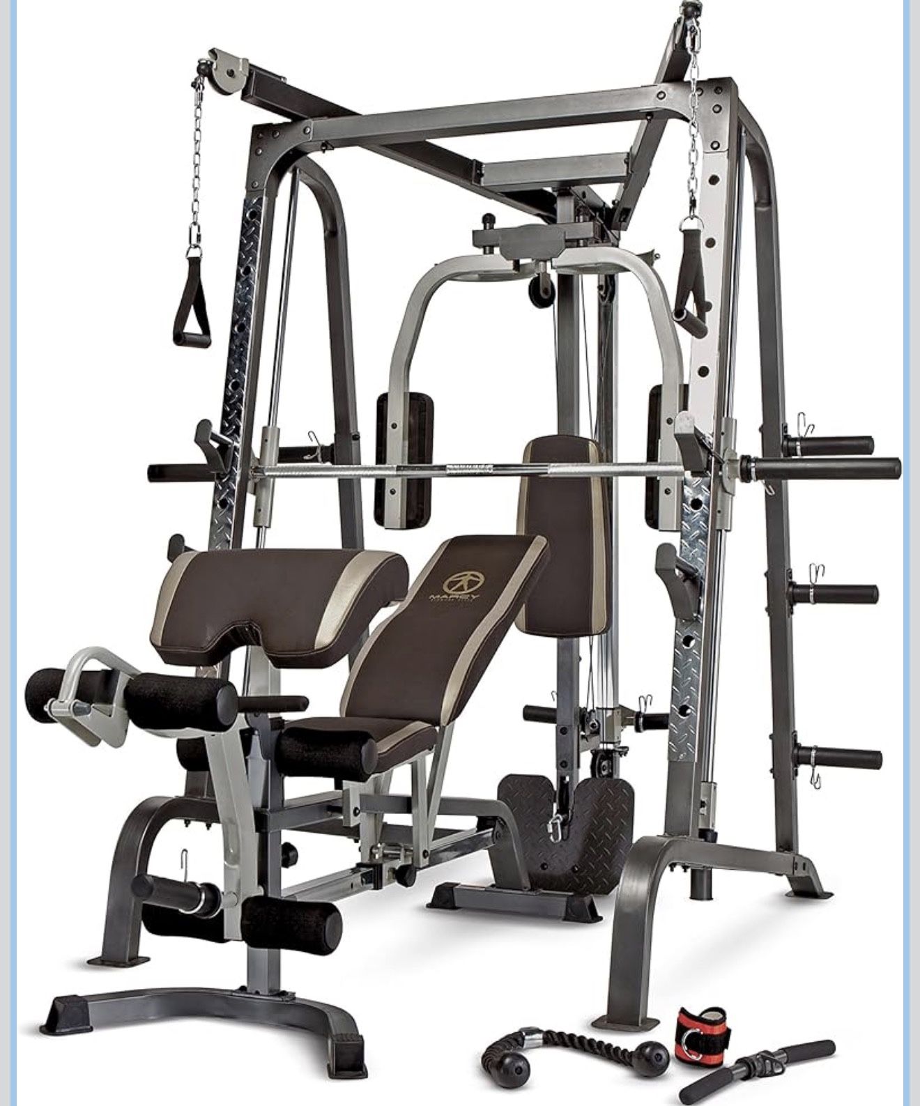 MARCY Smith Cage Workout Machine Full Body StrengthTraining Home Gym Equipment System with Leg Developer, Press Bar, PEC Deck, and Squat Rack