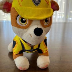 Paw Patrol Rubble Plush Dog - 8" Stuffed Animal Construction Pup - Yellow Outfit