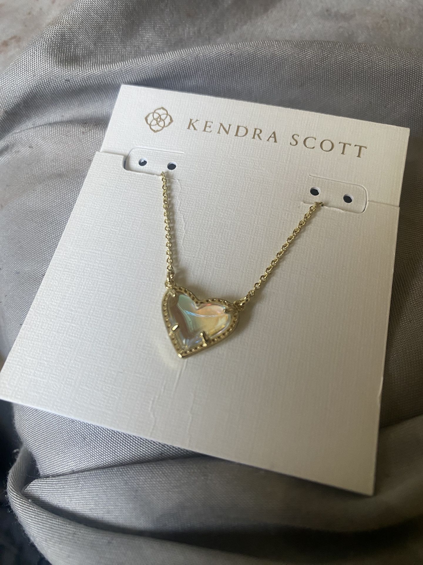 Ari Heart Gold Pendant Necklace in Dichroic Glass