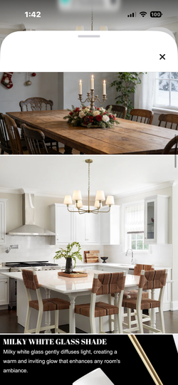 NIB chandelier with white glass