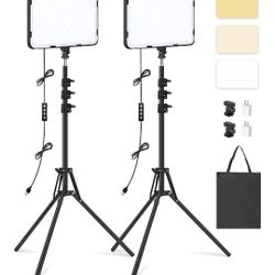 2 Pack LED Video Light with 63'' Tripod Stand, Obeamiu 2K Dimmable Photography Studio Lighting for Video Film Recording/Collection Portrait/Li