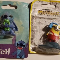 Cute! Stitch With Frog: One Eye Minion With Headphones Figurines: Packaging Not Good
