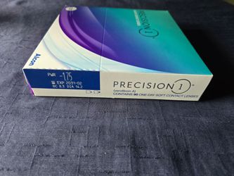 Brand new, unopened box of Alcon Precision1 daily contact lenses.