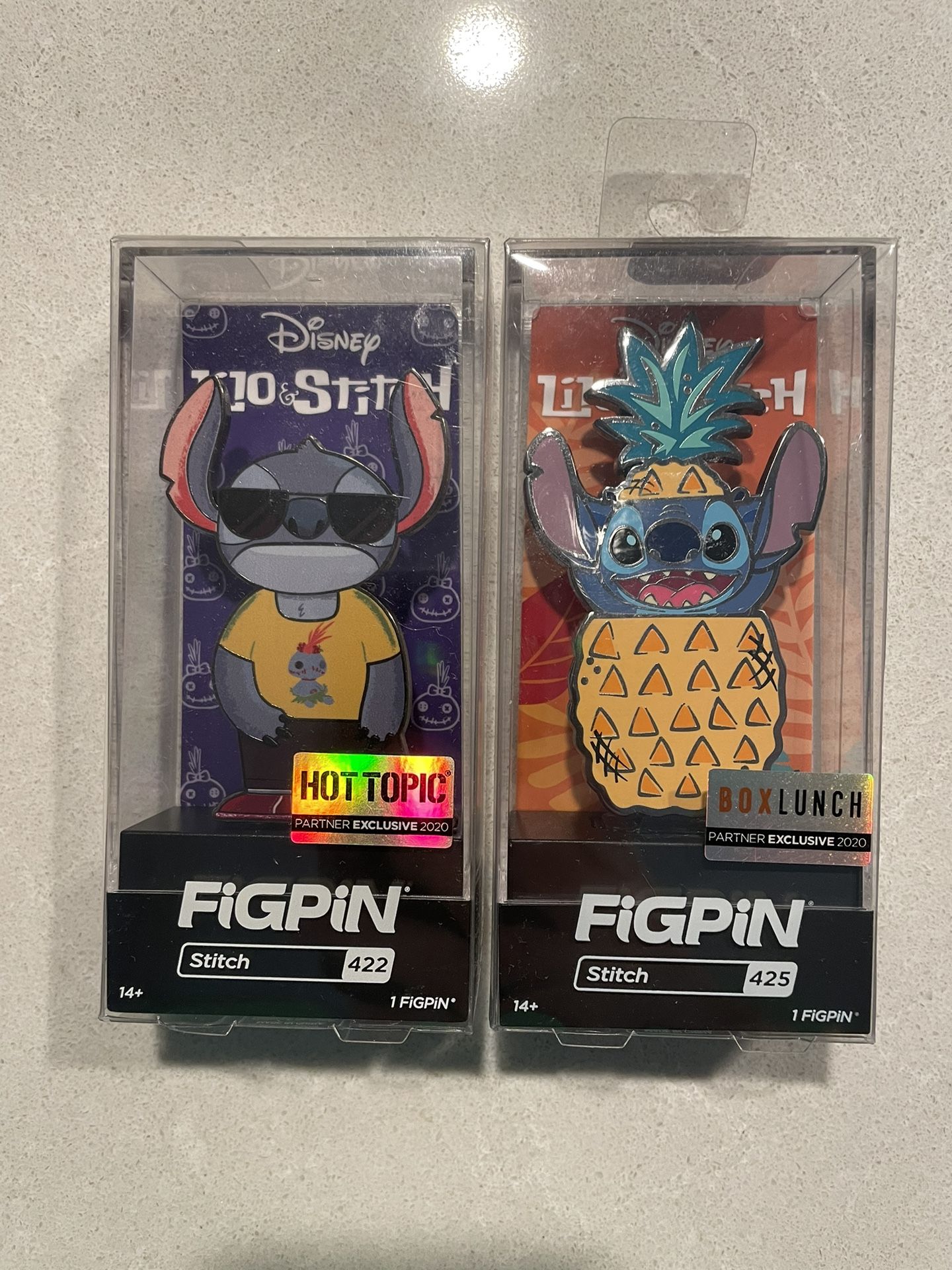 Stitch FiGPiN Set *MINT LOCKED* Lilo Disney Hot Topic BoxLunch Exclusive 422 425 Pineapple Scrump