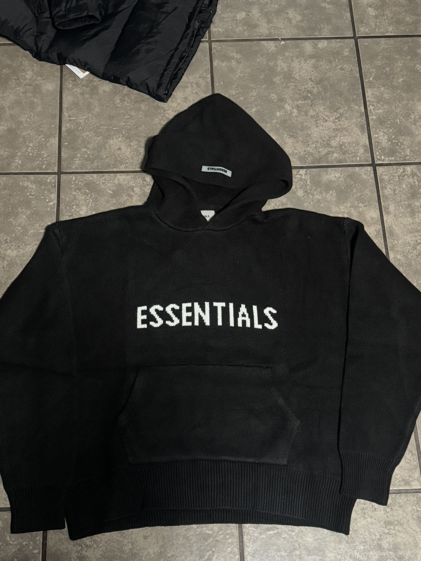 Black essentials knit hoodie