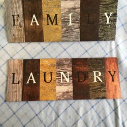 Family & laundry wooden signs -New