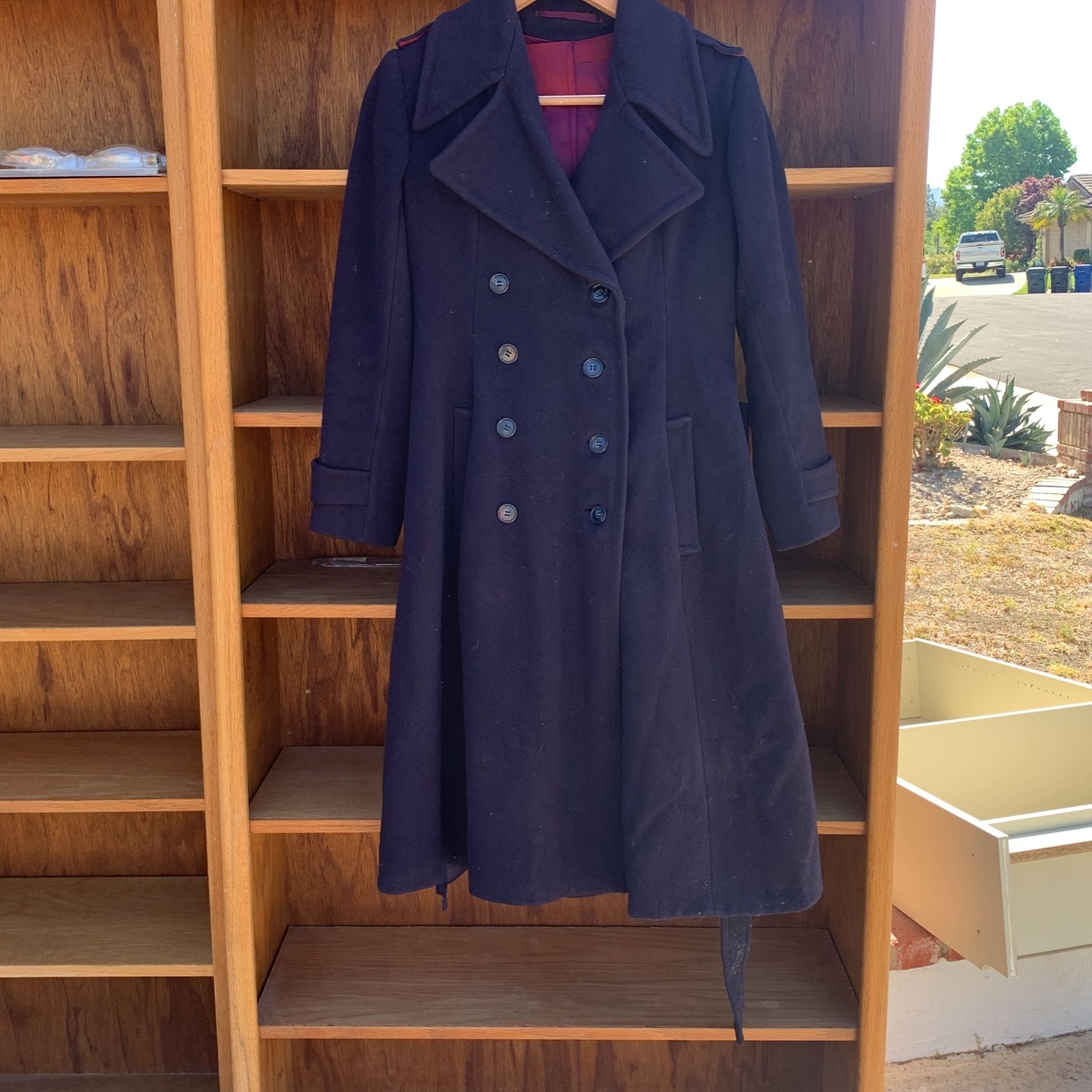 Vintage Navy Women's Pea coat, Long With Full Skirt
