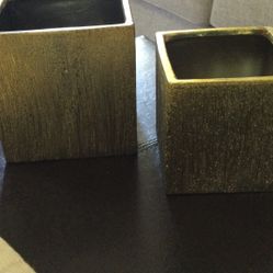 Brushed Gold Cube Pottery Set