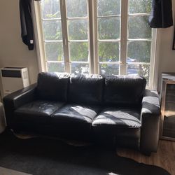 Black Leather 3 Seat Couch