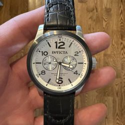 Invicta Black Leather Band Watch