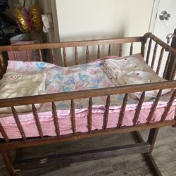 Baby Wooden Swing Rocking Bassinet 