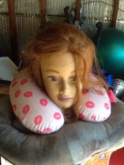 Jenny salon stylist head of hair with kiss neck pillow