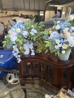 Two Silk Artificial Flower Arrangements