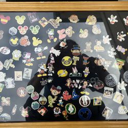 Disney Pins In Display Case Plus Minnie Luggage And More