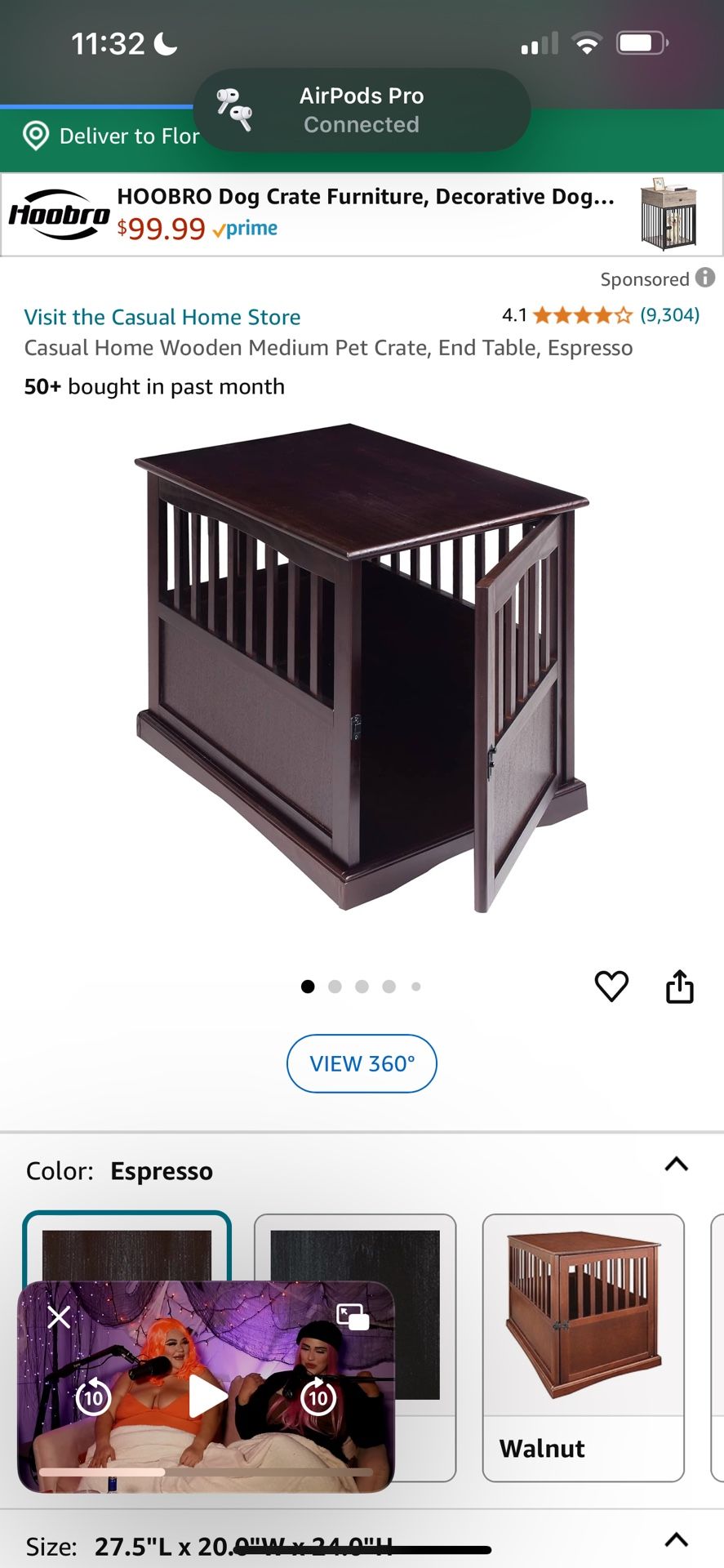 Wood Pet Crate End Table