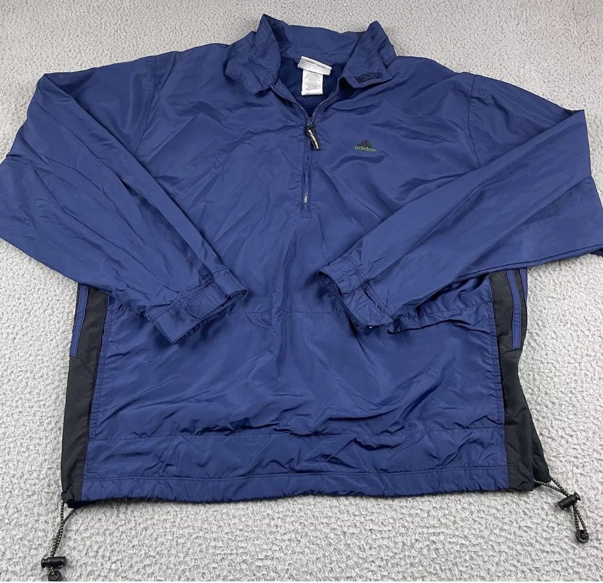 Adidas Men’s Blue & Black 1/4 Zip Pullover Windbreaker Jacket Size X-Large