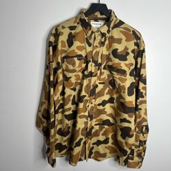 Poncho Outdoors The Delta Cowboy Flannel Shirt Mens Large Duck Camo Brown