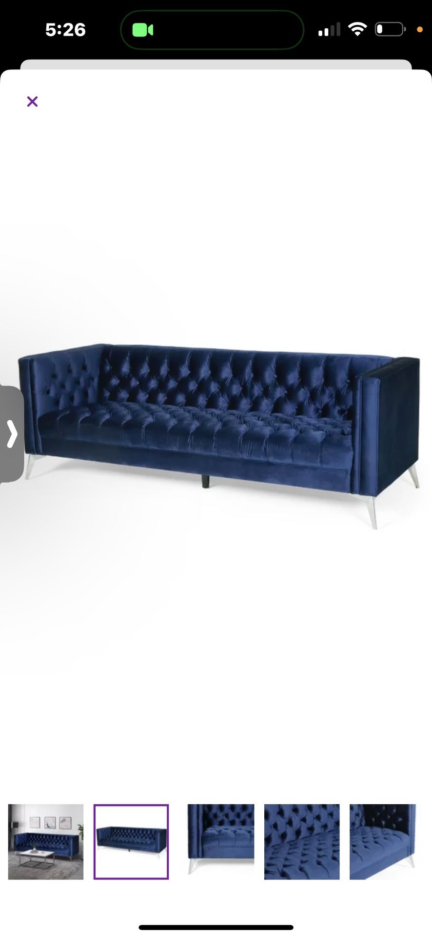 Blue Velvet Sofa