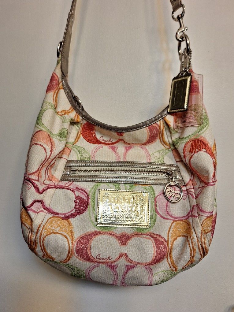 Coach Poppy Scribble Signature Hobo Bag