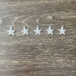 5 Pieces Silver Colored Starfish Pendants For Jewelry Making